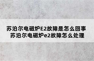 苏泊尔电磁炉E2故障是怎么回事 苏泊尔电磁炉e2故障怎么处理